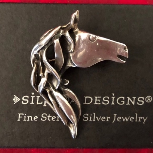 Silpada Sterling Silver Horse Head Equestrian Pin/Brooch and Pendant I0653 - Picture 2 of 6